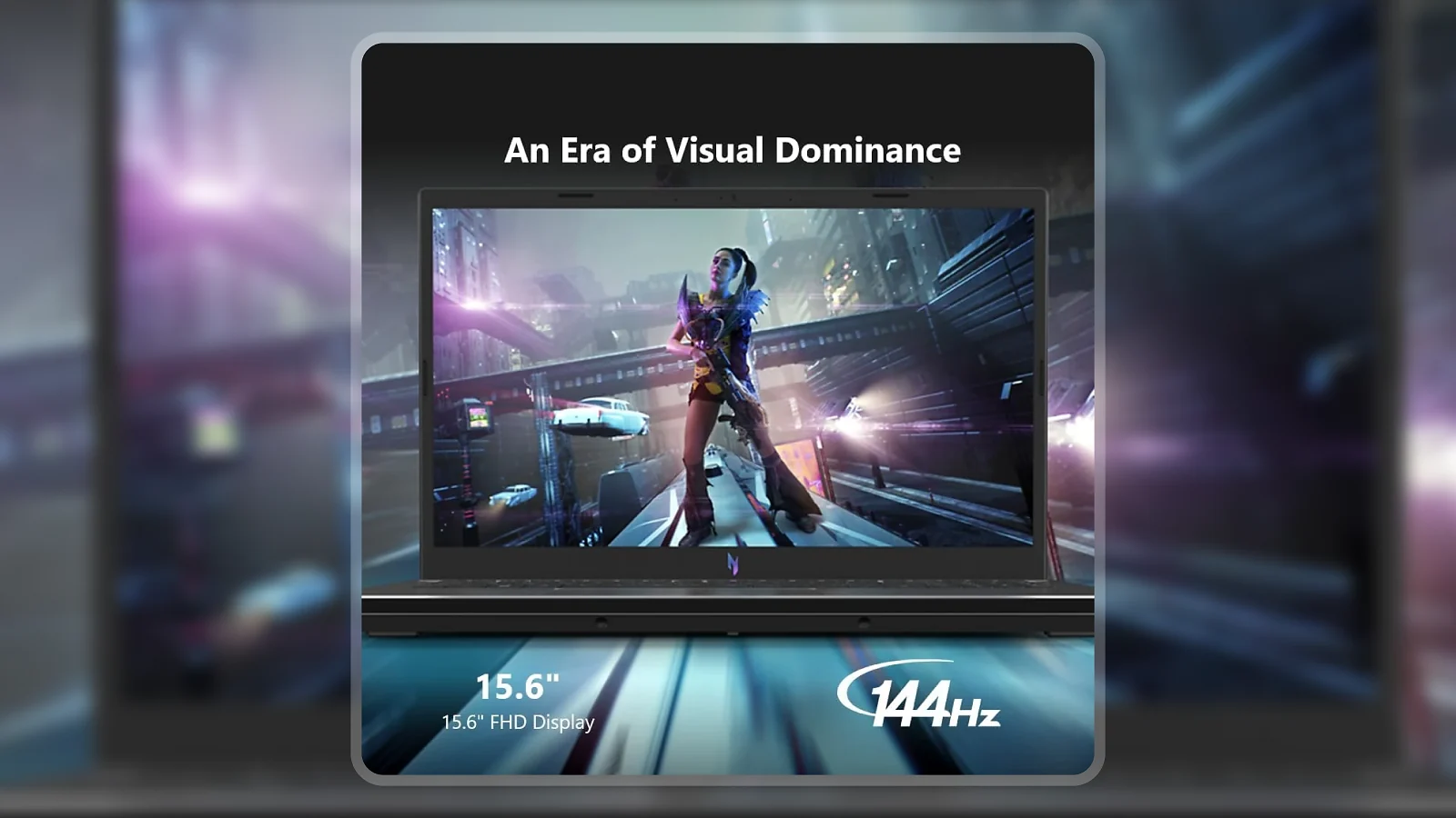 Acer Nitro V 15 15.6-inch 144Hz FHD display showing action game scene with vibrant colors and smooth visuals