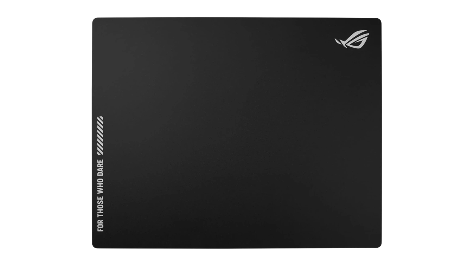ASUS ROG Moonstone Ace L glass gaming mouse pad flat on dark surface showing ROG logo and branding