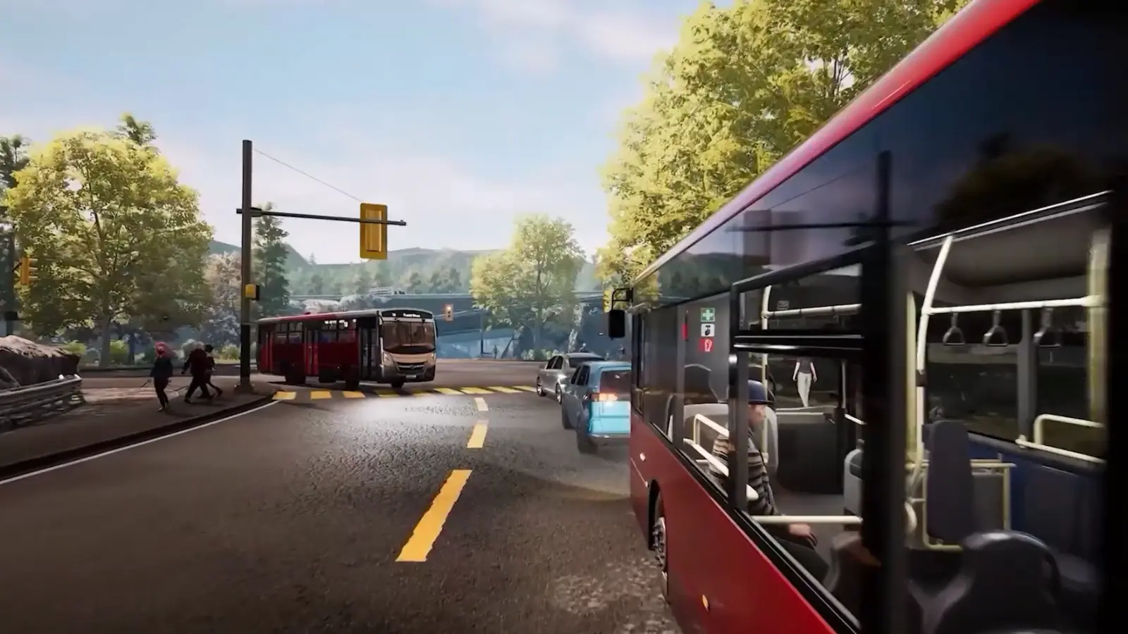 City bus navigating traffic in Bus Simulator 21 Next Stop