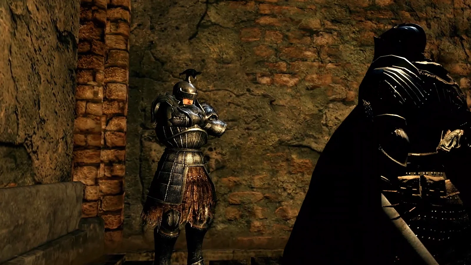 Dos caballeros con armadura enfrentados en Dark Souls: Remastered
