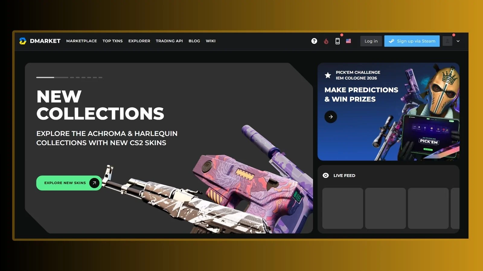 Ansicht der DMarket-Website