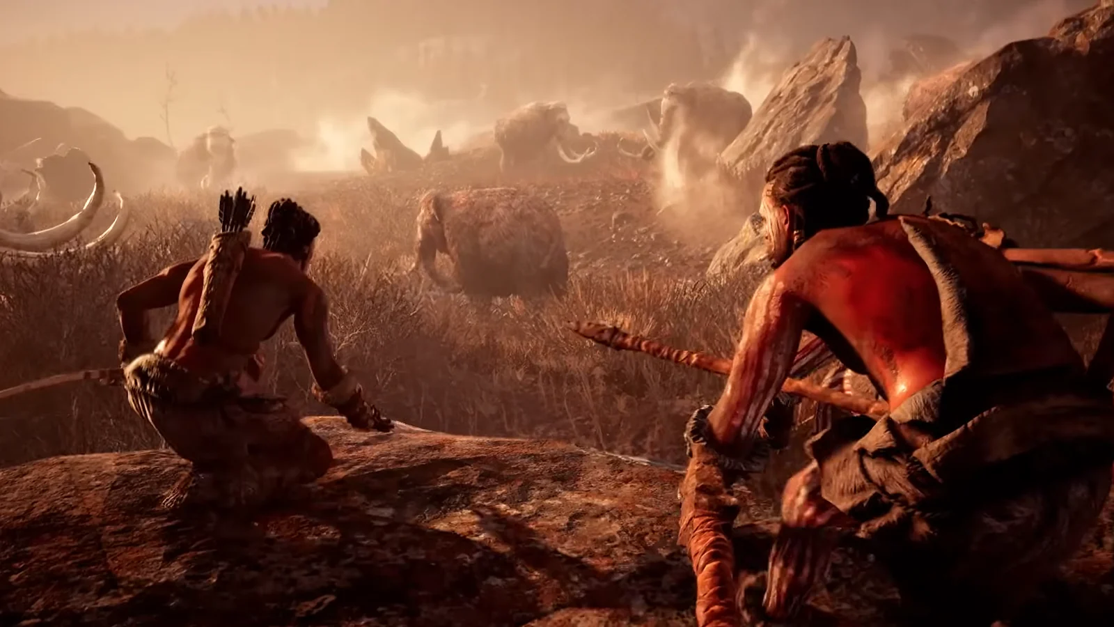 Wenja hunter stalking prey in the Far Cry Primal wilderness