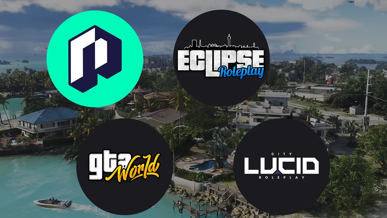 city view and 4 logos