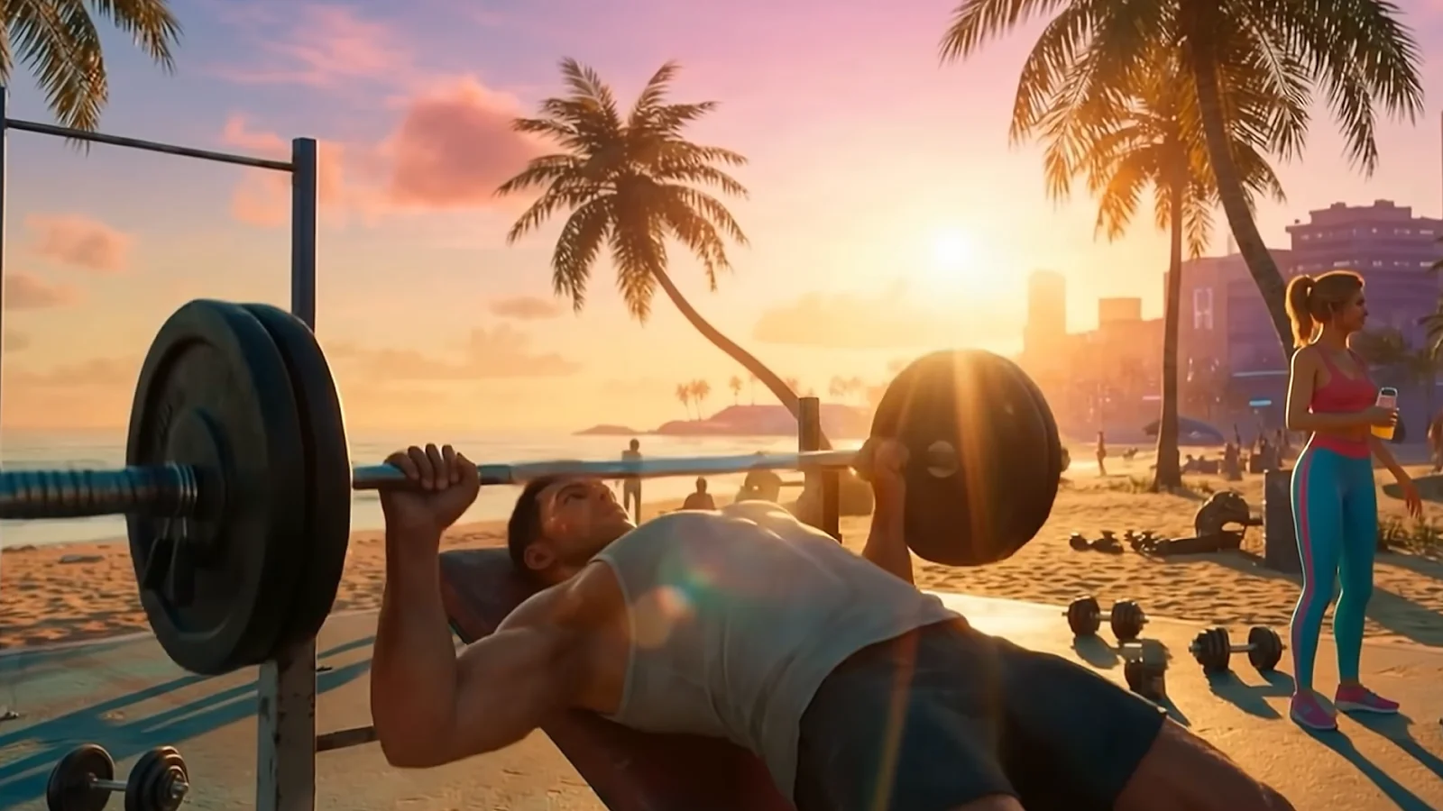 a hero working out on the beach