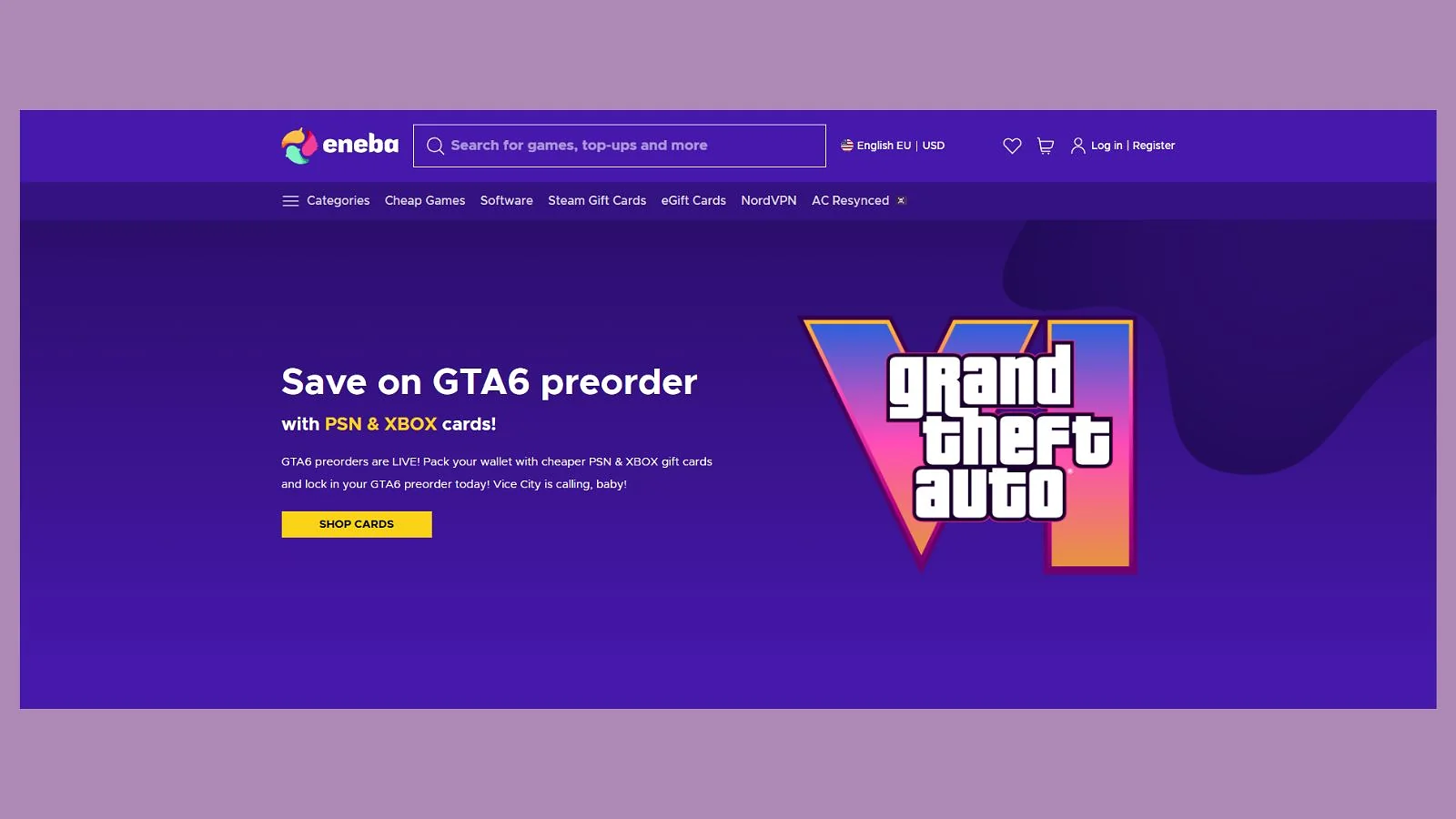 GTA VI preorder listing on Eneba