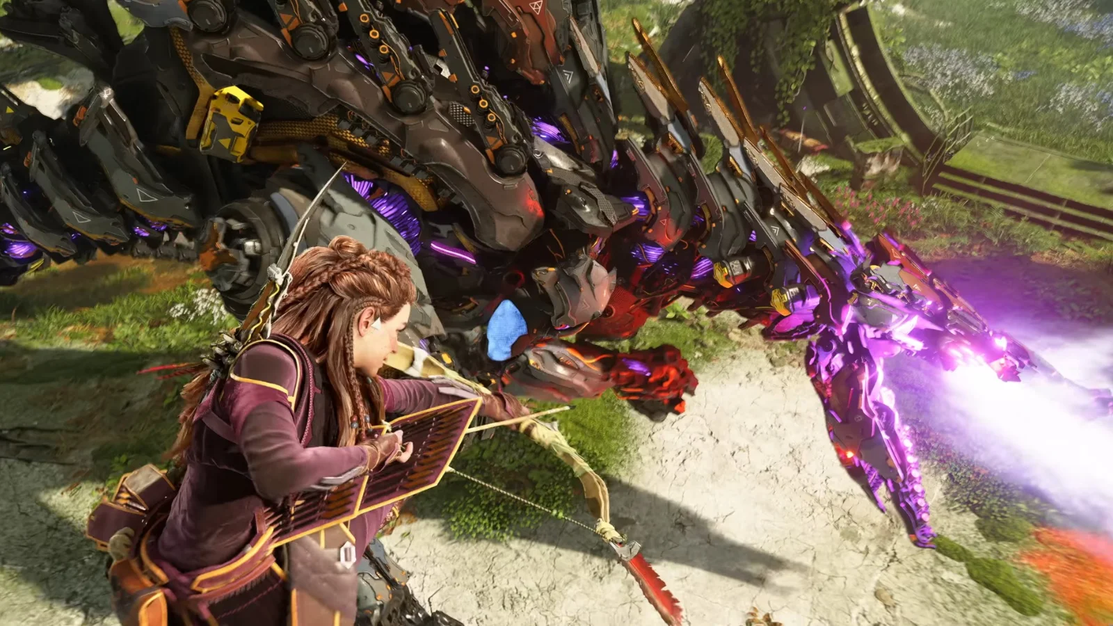Aloy battling a massive machine in Horizon Forbidden West Complete Edition