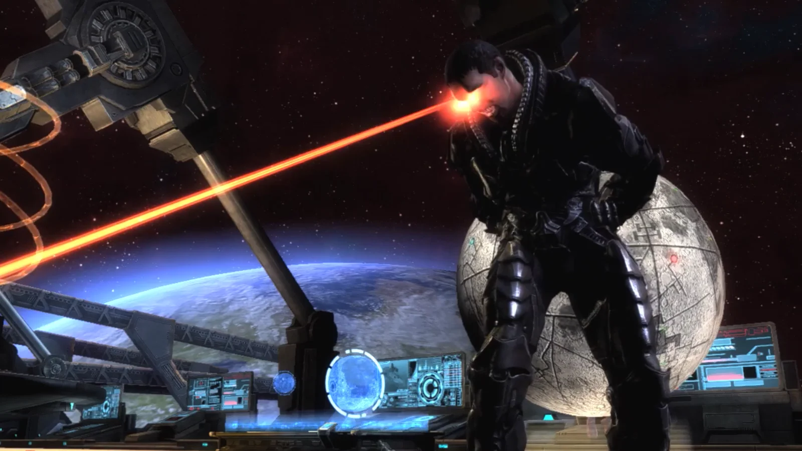 Superman unleashing a heat vision laser beam attack in Injustice: Gods Among Us Ultimate Edition