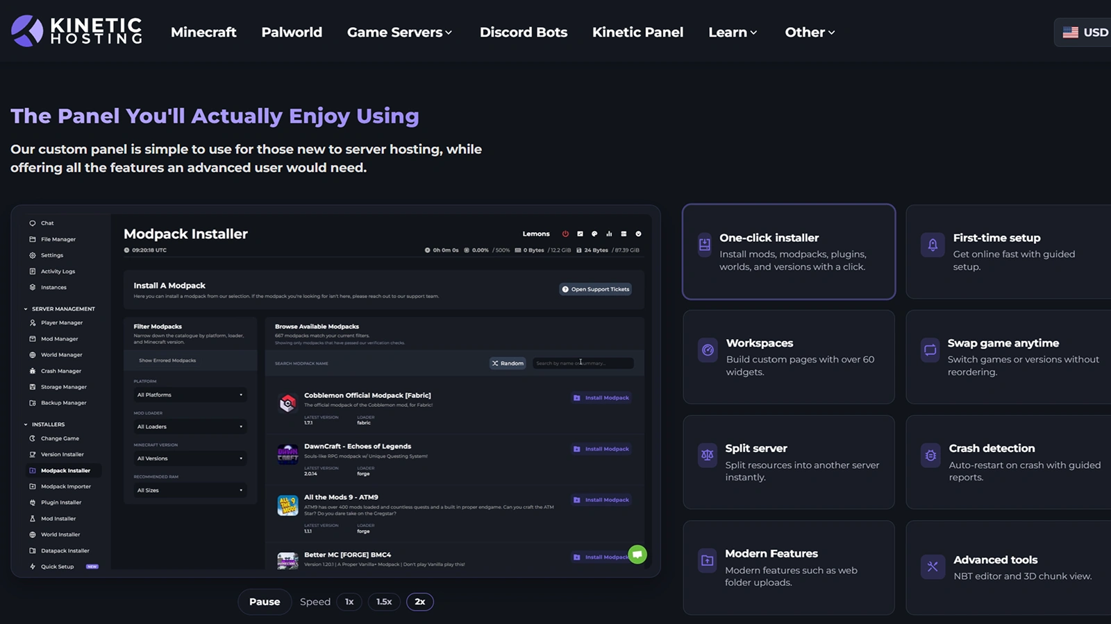 Kinetic hosting interface