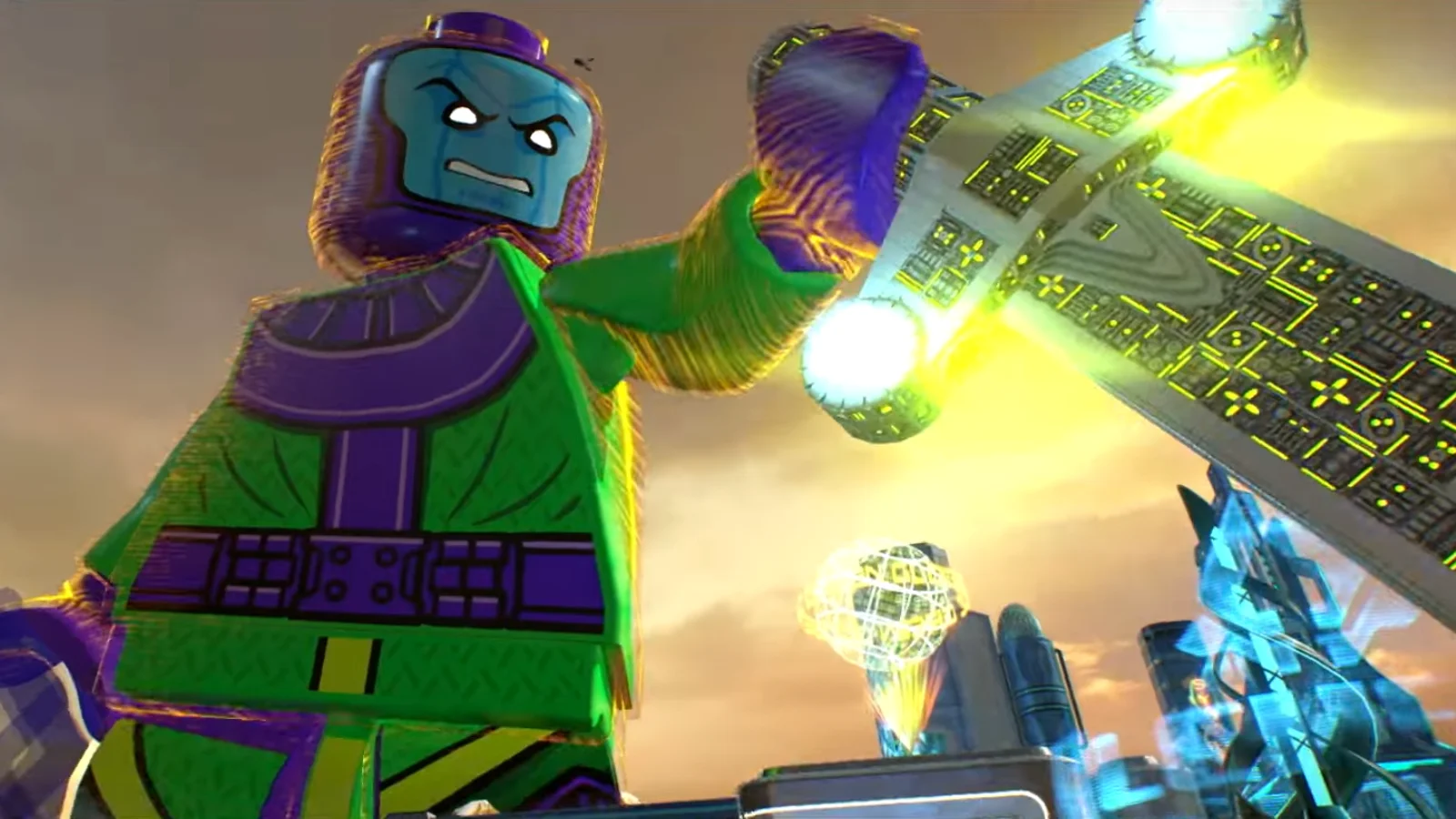 Escena de combate con espadas luminosas de «LEGO Marvel Super Heroes 2: Edición Deluxe»