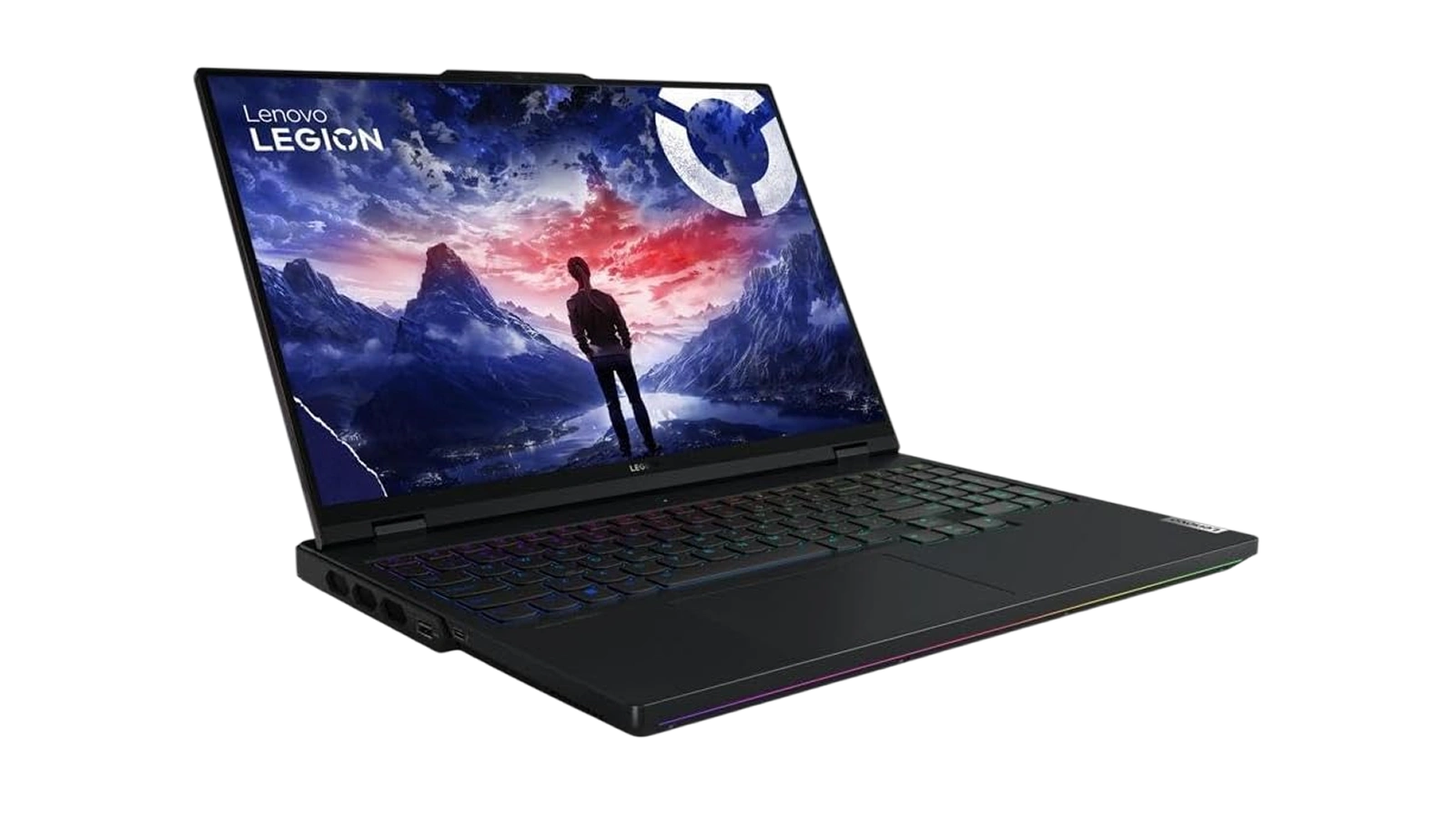 Lenovo Legion Pro 7i Gen 9 left-side angle highlighting QHD+ display and RTX 4080 chassis
