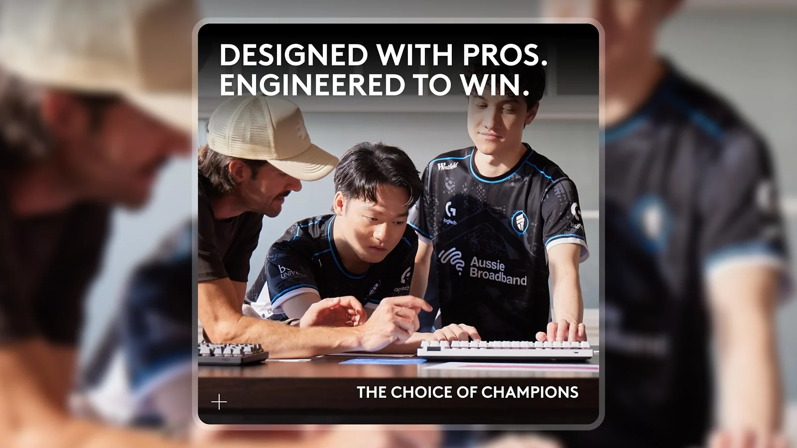 Esports professionals examining the Logitech G Pro X Superlight 2 at a competition table