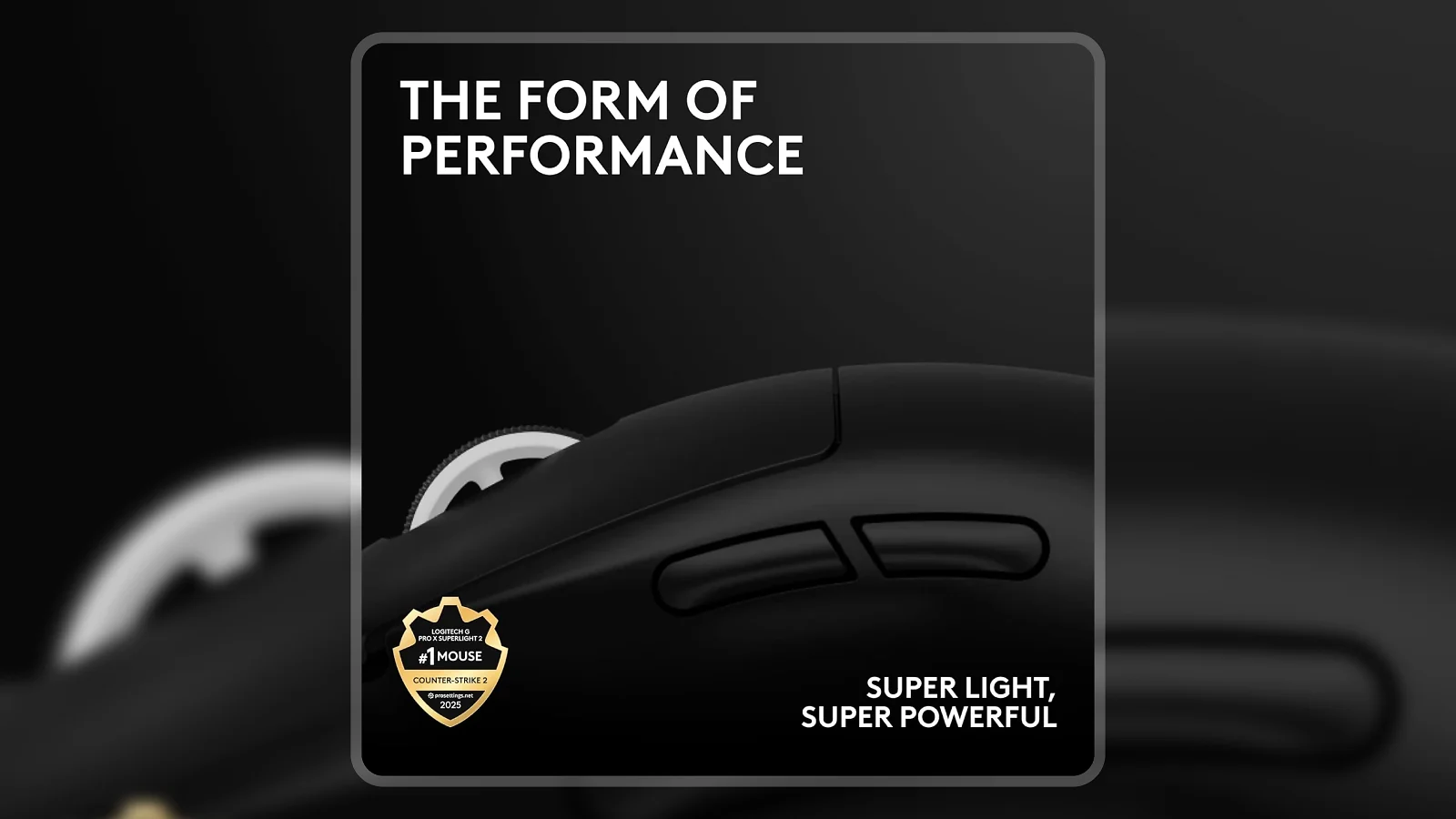 Logitech G Pro X Superlight 2 side buttons close-up with CS2 number one mouse badge