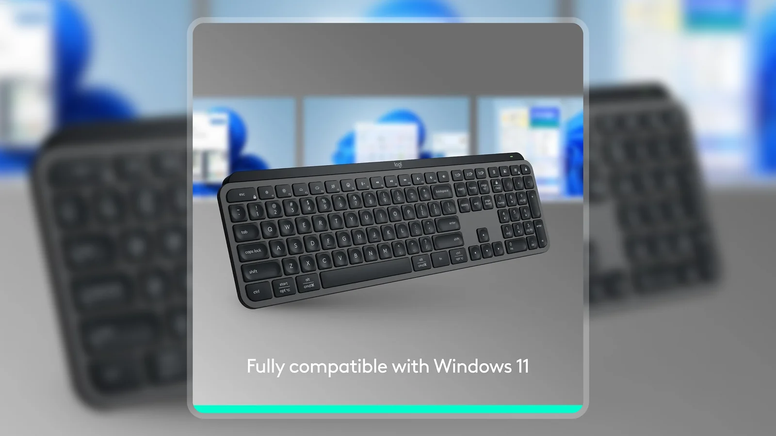 Logitech MX Keys S Wireless Keyboard angled view on gray background