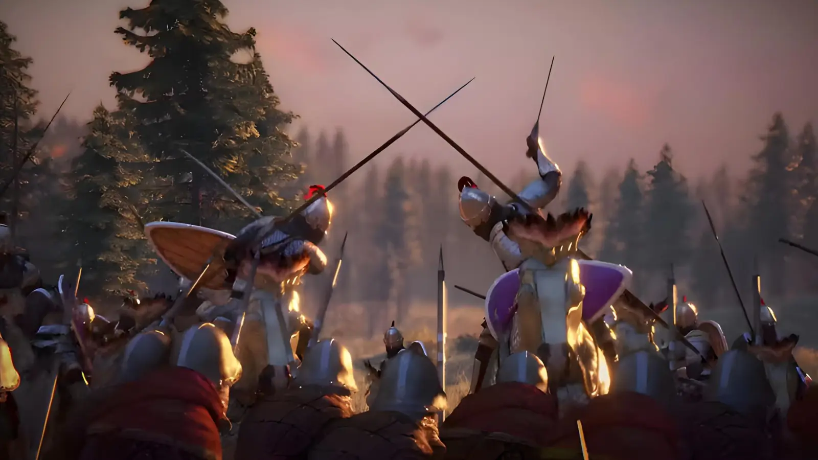 Caballeros enfrentándose en combate cuerpo a cuerpo en Mount & Blade II: Bannerlord