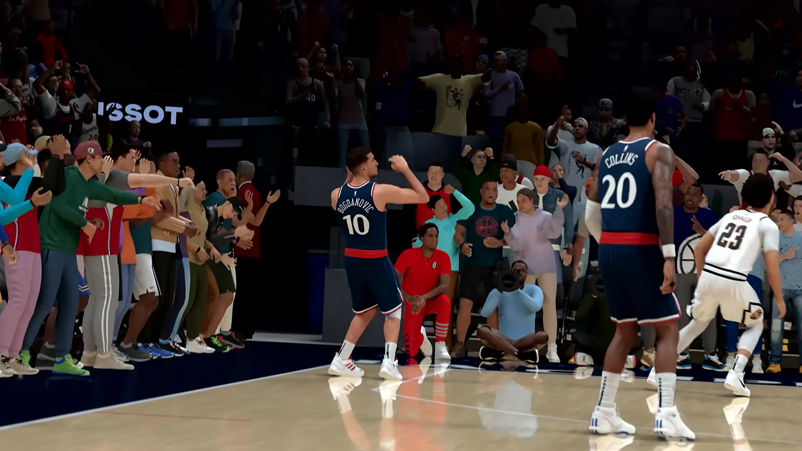NBA 2K26 basketball gameplay screenshot showing on-court action