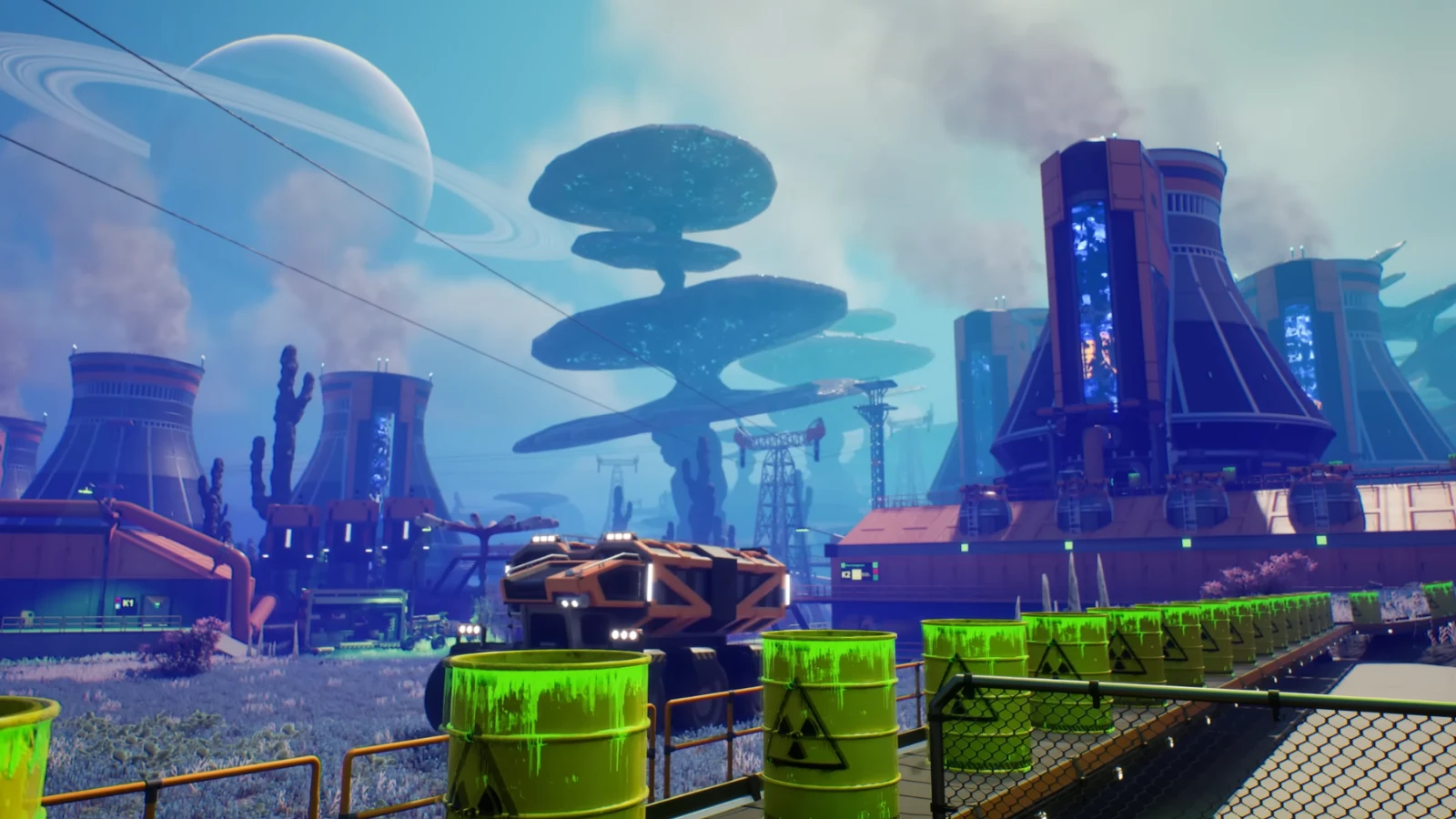 Toxic waste barrels from Satisfactory's nuclear power system