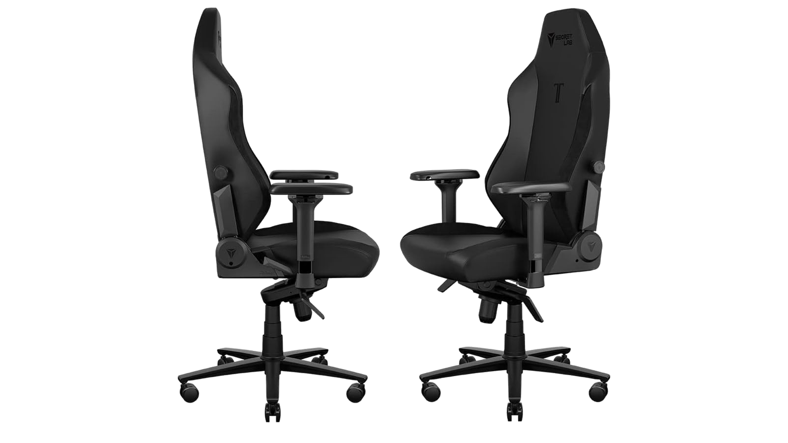 Secretlab Titan Evo Lite chair left and right side profile views showing 4D armrests and base