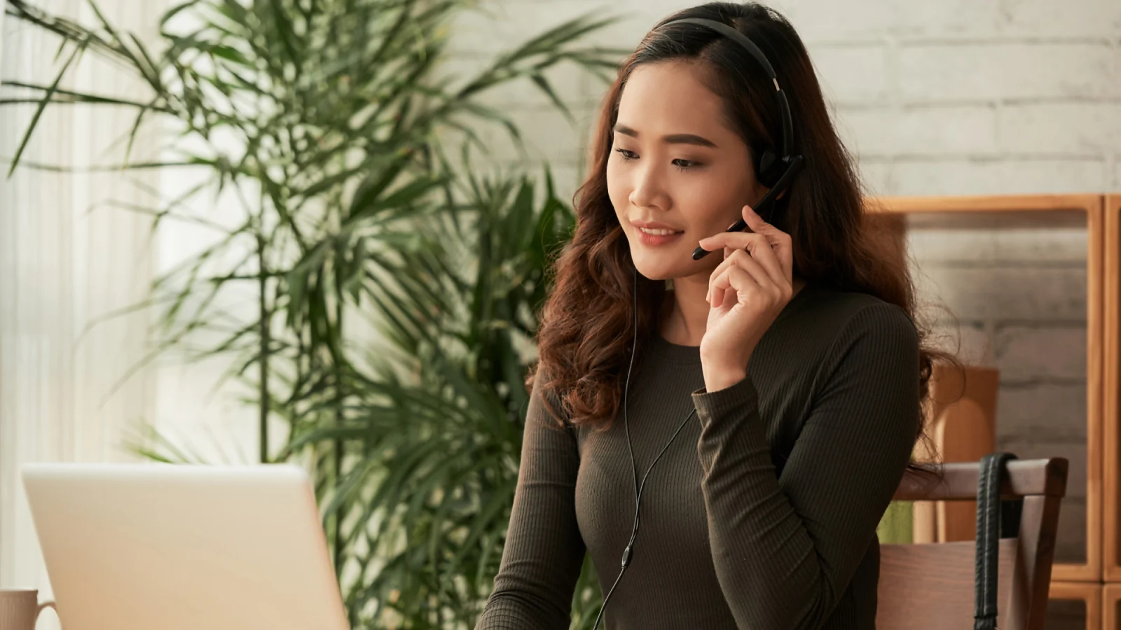 a woman with headphones