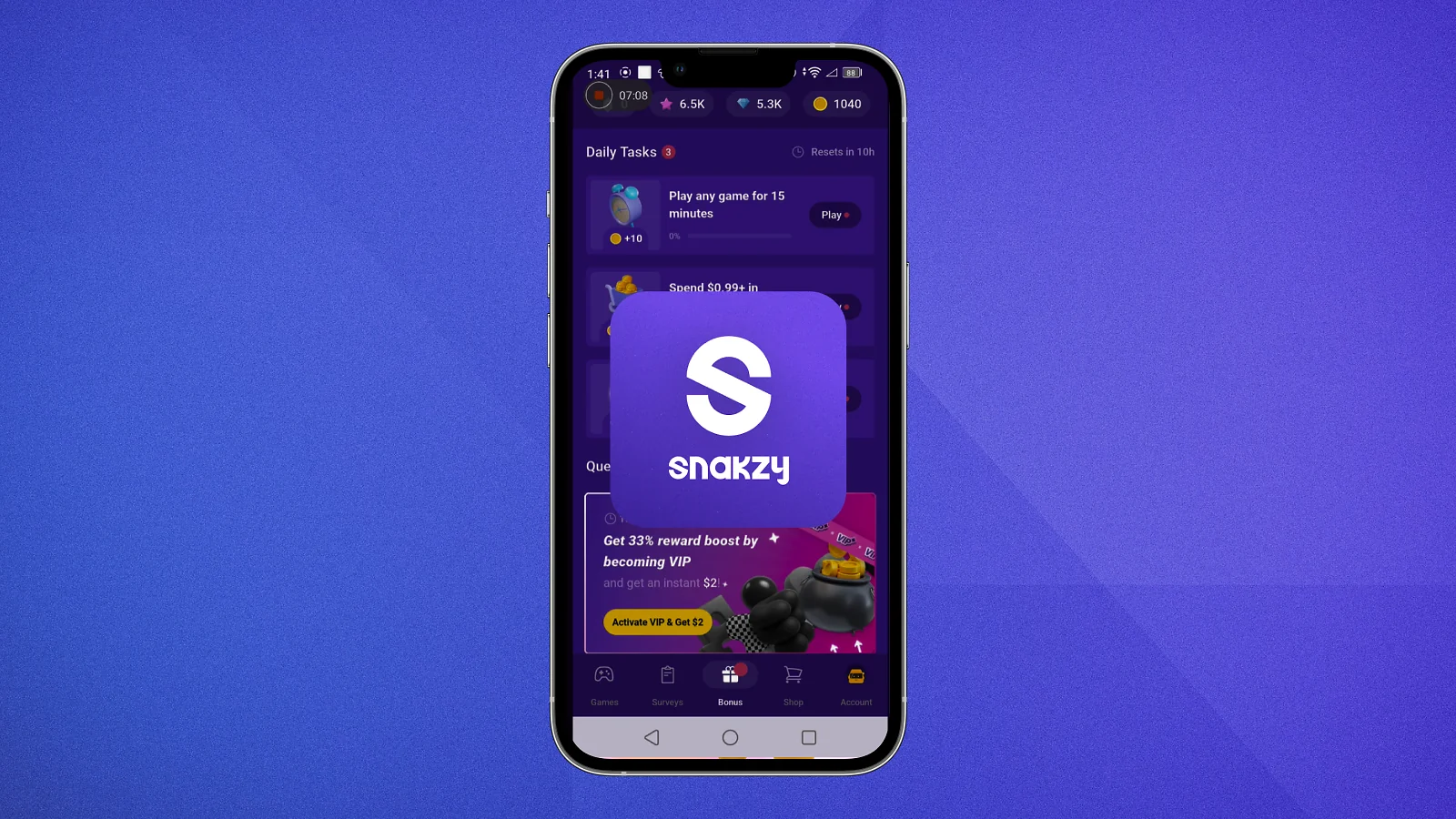 El logotipo de Snakzy en el móvil