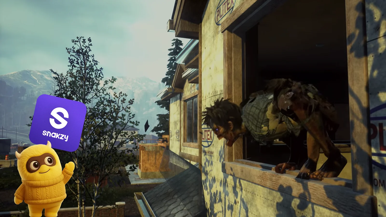 A zombie alongside the Snakzy mascot and logo for State of Decay 2: Juggernaut Edition