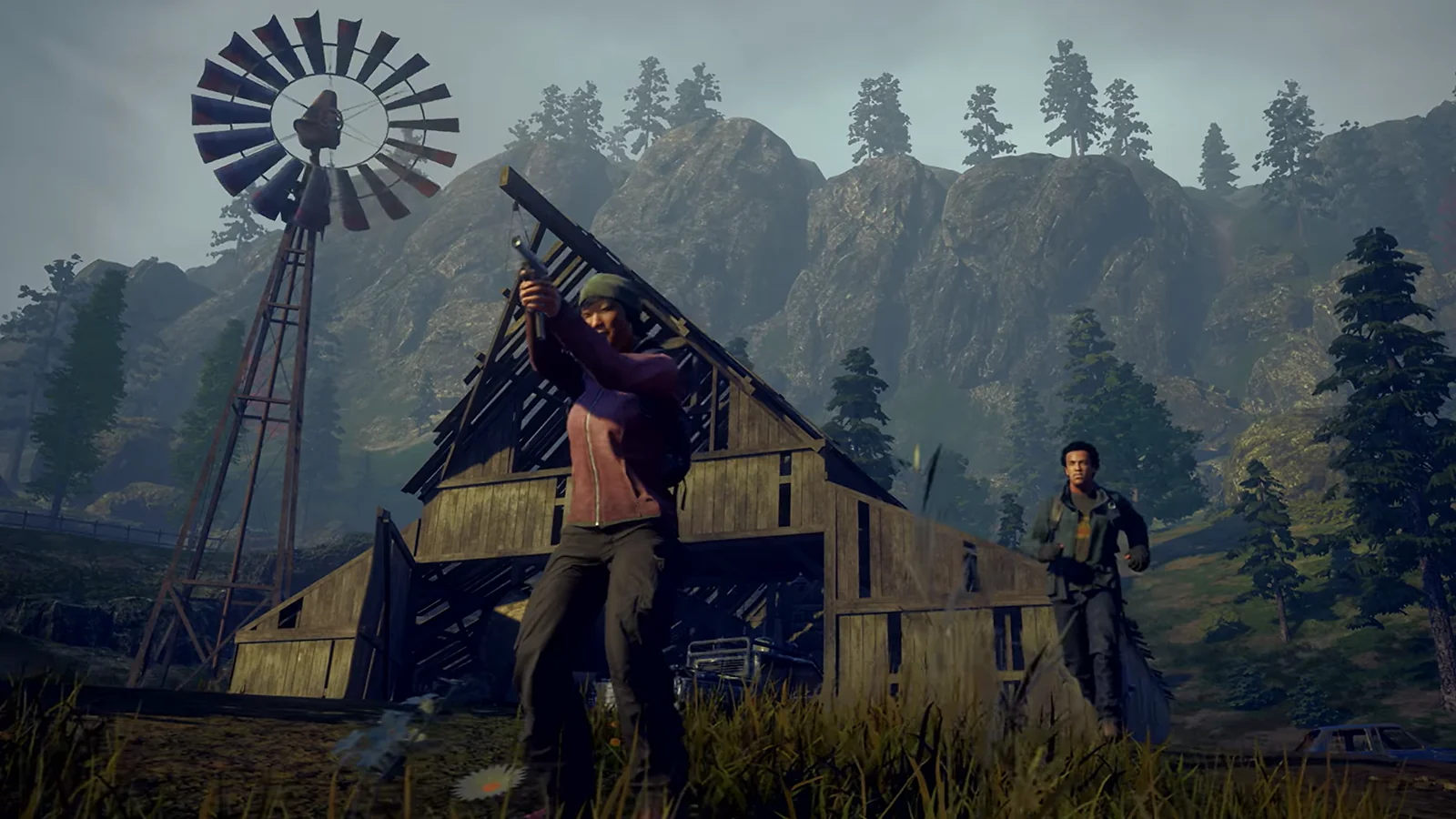 A survivor shooting during State of Decay 2: Juggernaut Edition gameplay