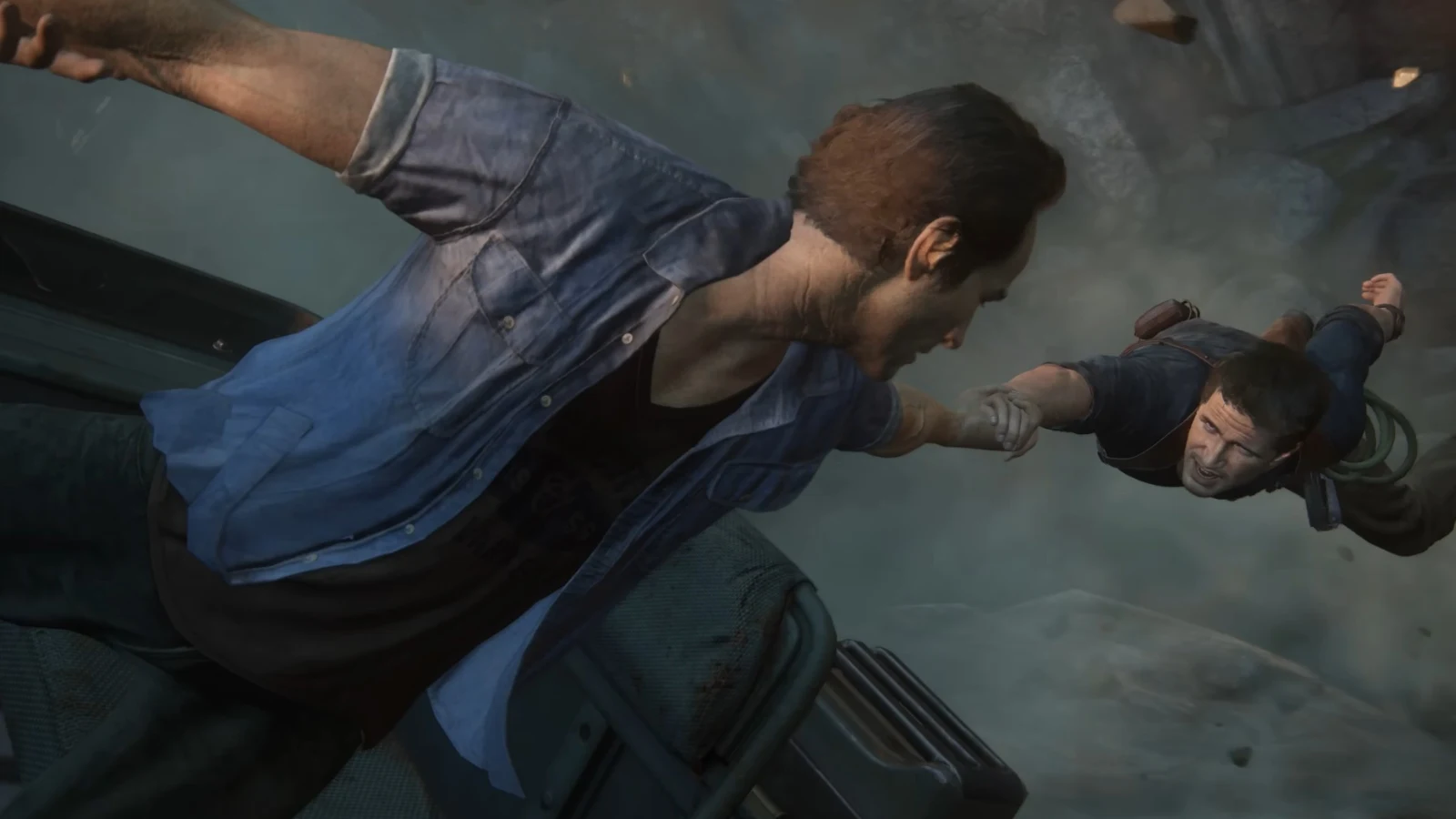 A falling action sequence from UNCHARTED: Legacy of Thieves Collection