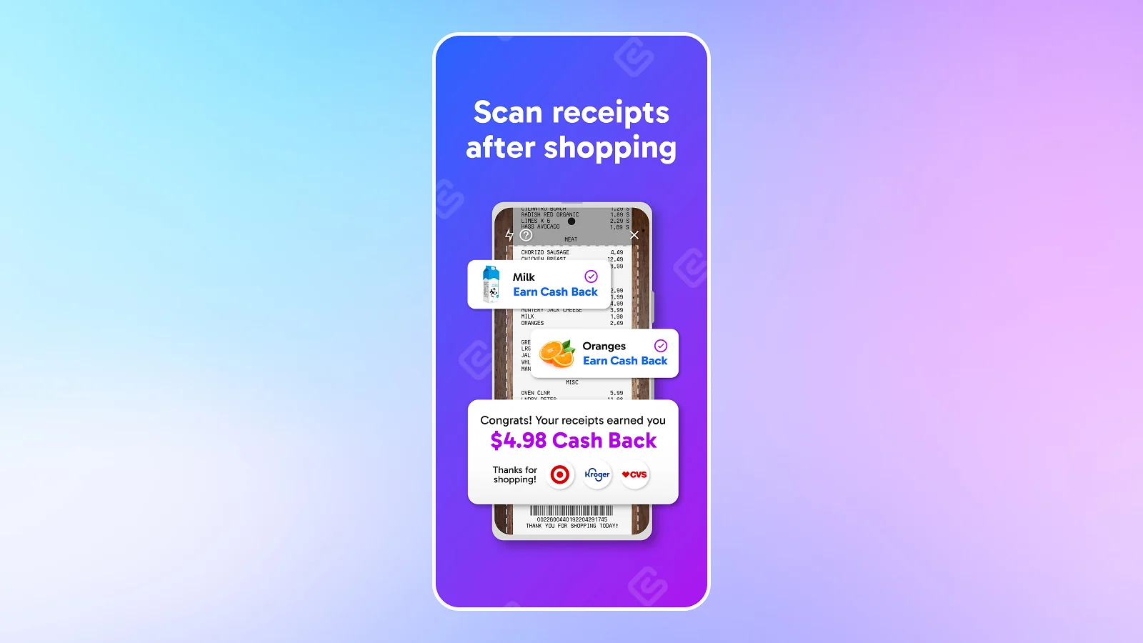 app screenshot scanning after shopping