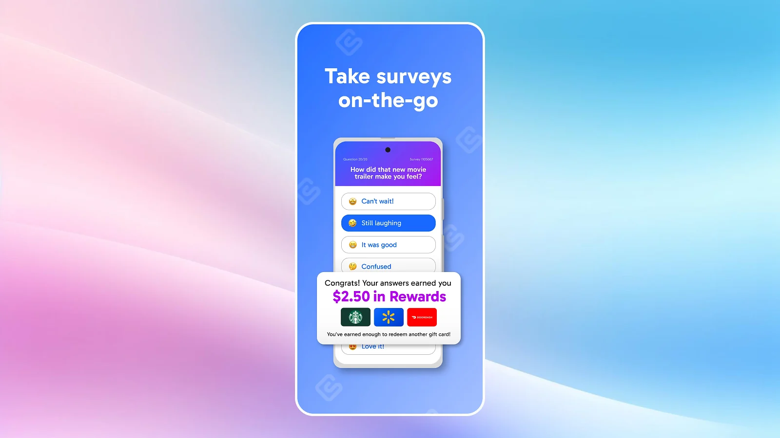 app screenshot take surveys