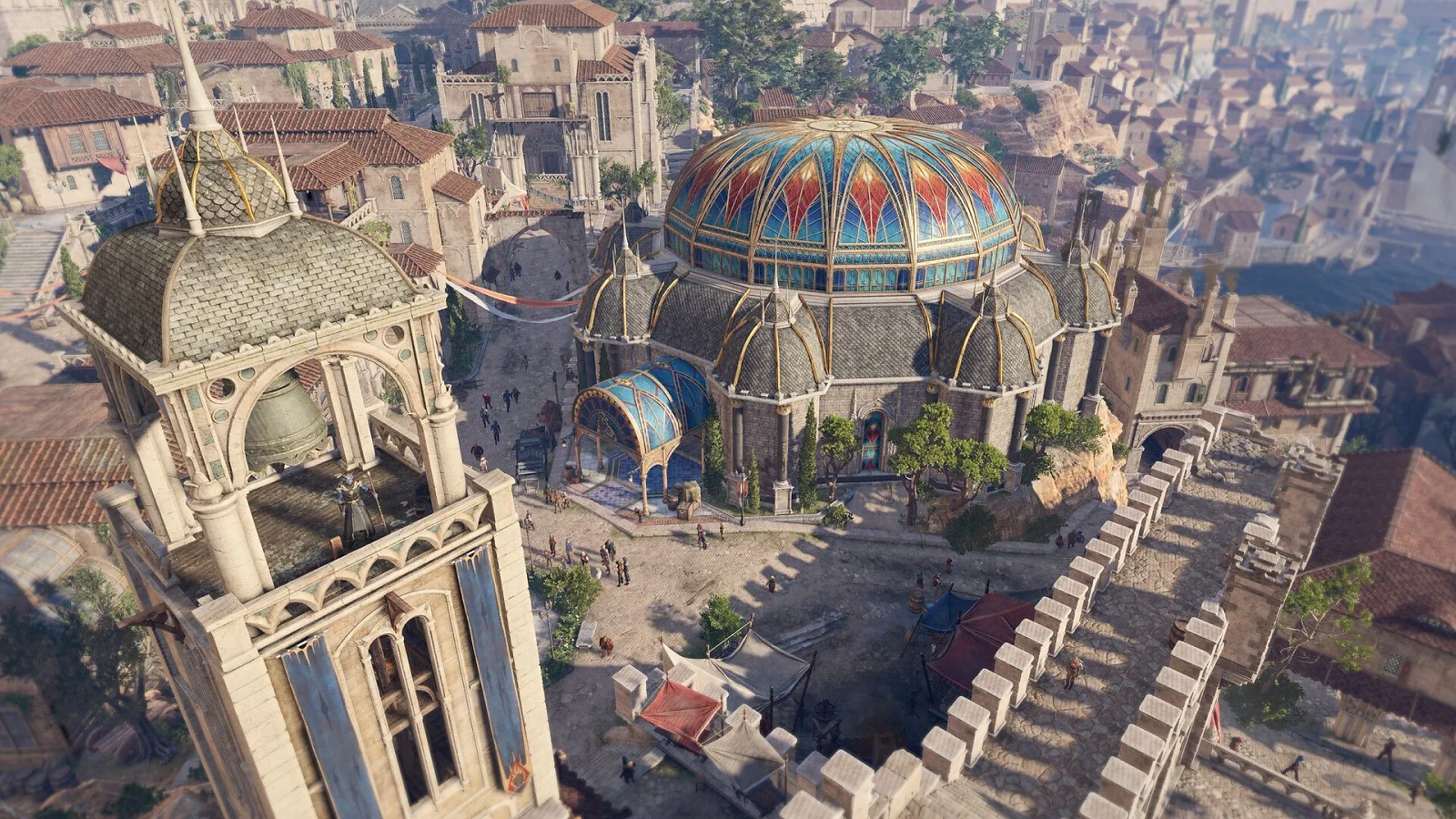 Aerial view of a large fantasy city in Baldur’s Gate 3
