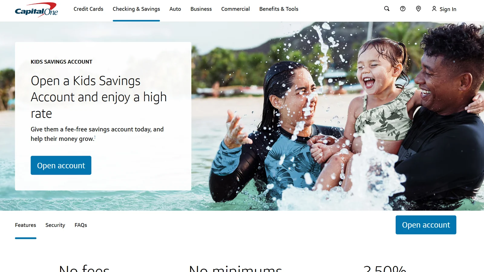 Startseite der Capital One-Website