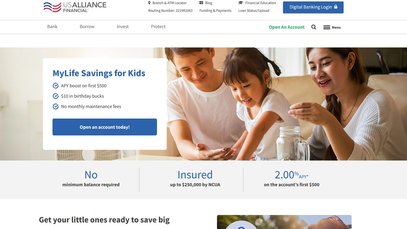 Startseite der USAlliance MyLife-Website