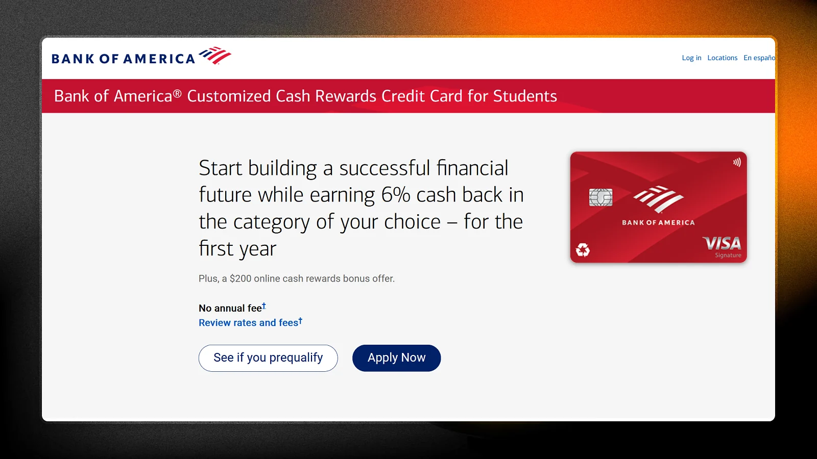 Bank of America - customized cash rewards for students