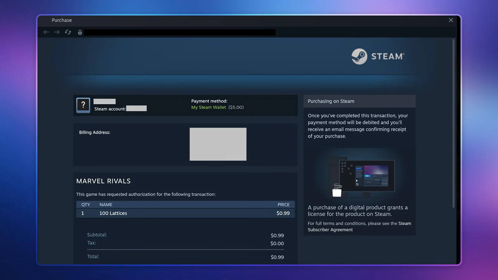 Steam - purchasing lattices