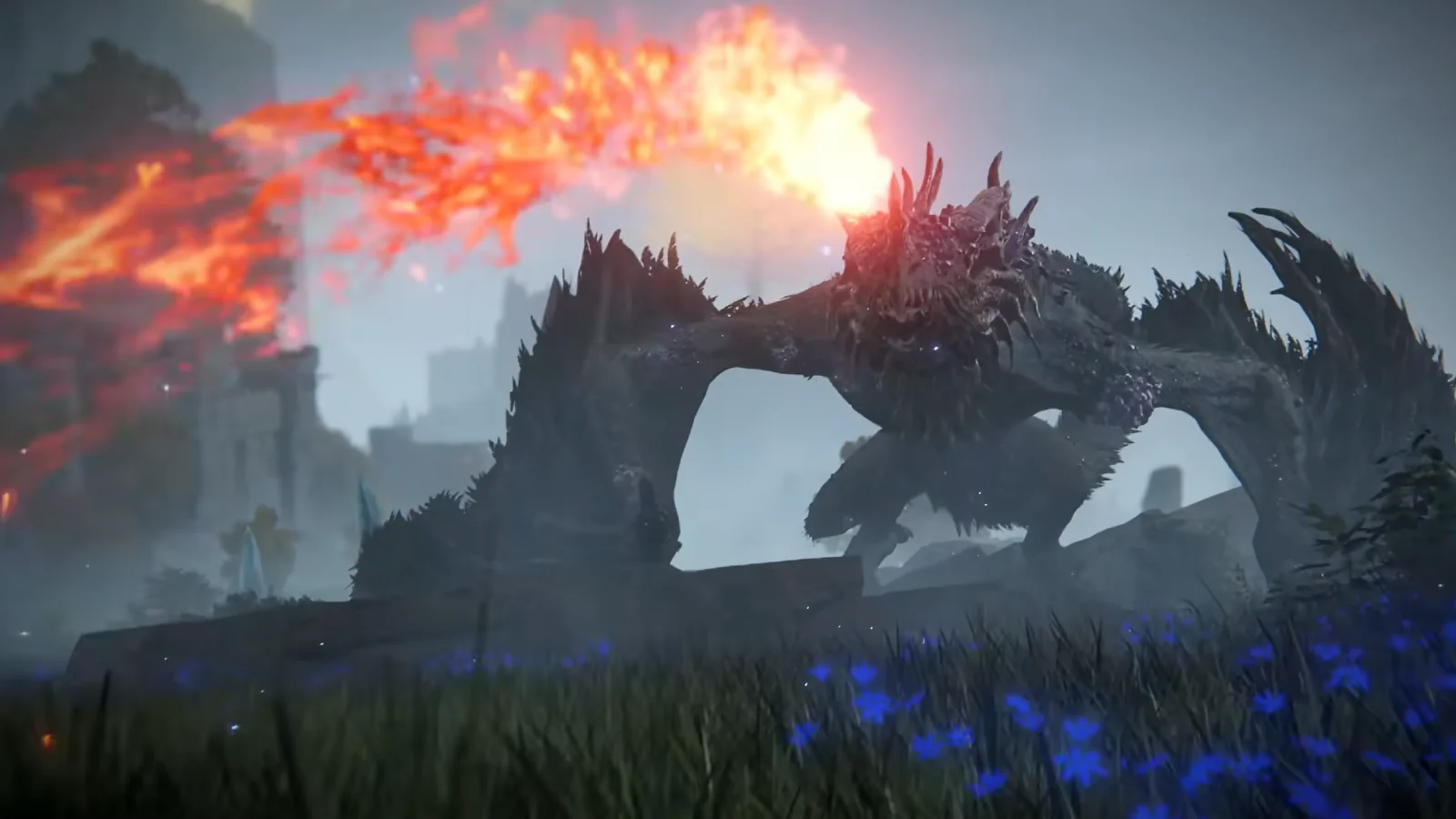 Der Drache spuckt Feuer