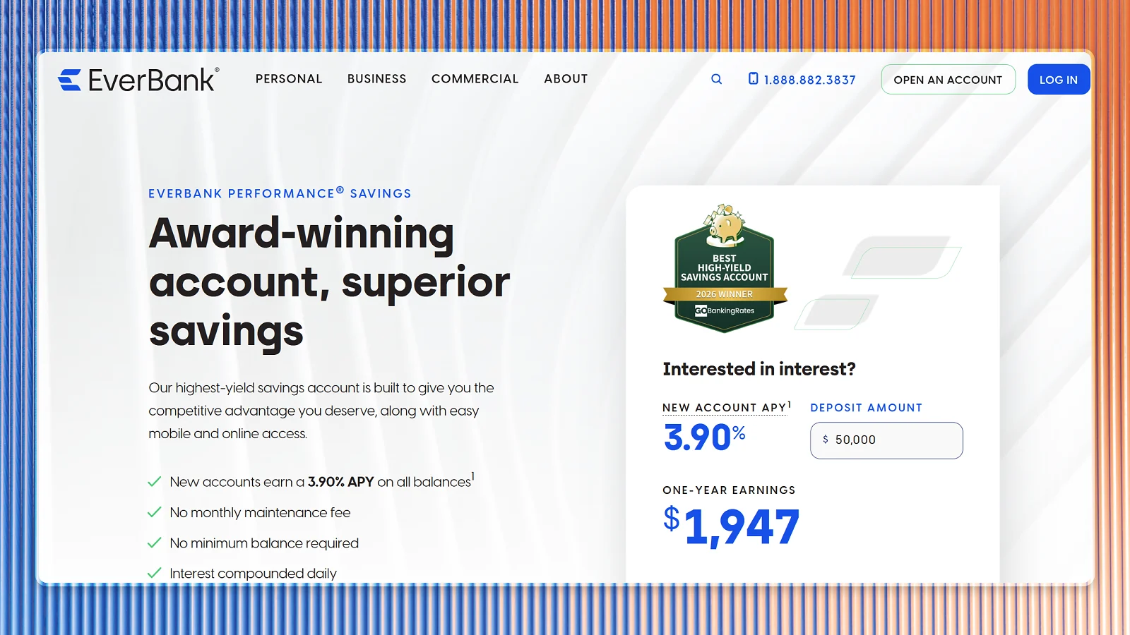 Seite der Everbank-Website