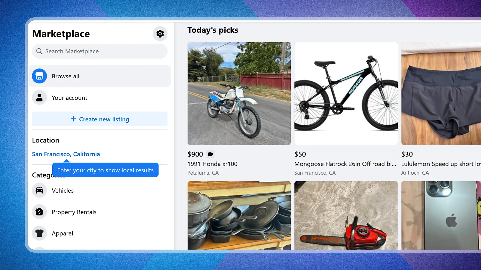 Facebook marketplace