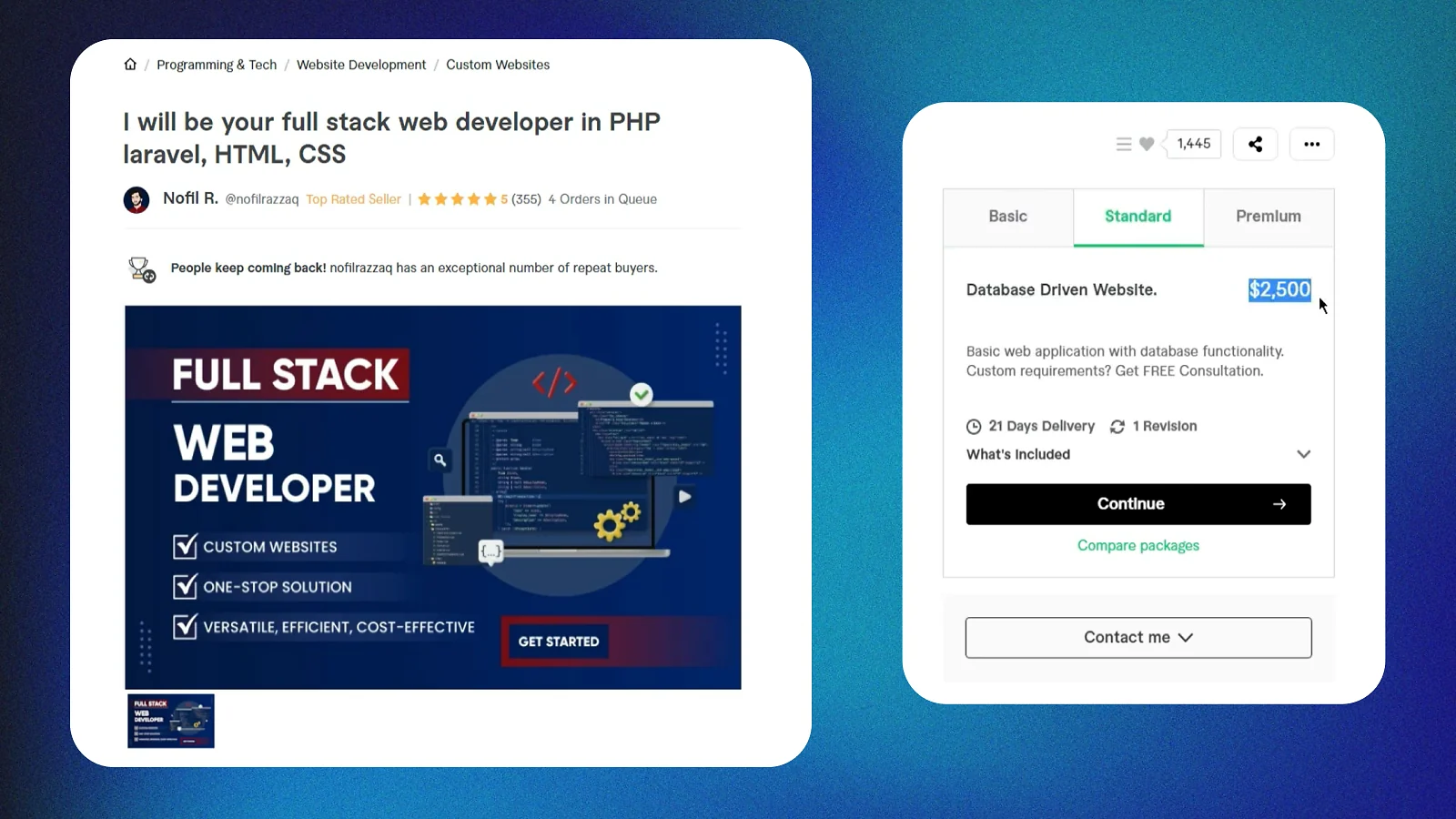 Fiverr seller gig dashboard