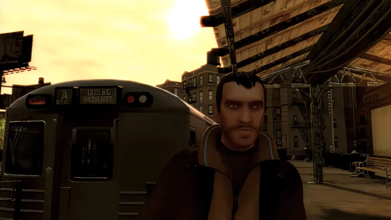 a hero walking at the train station