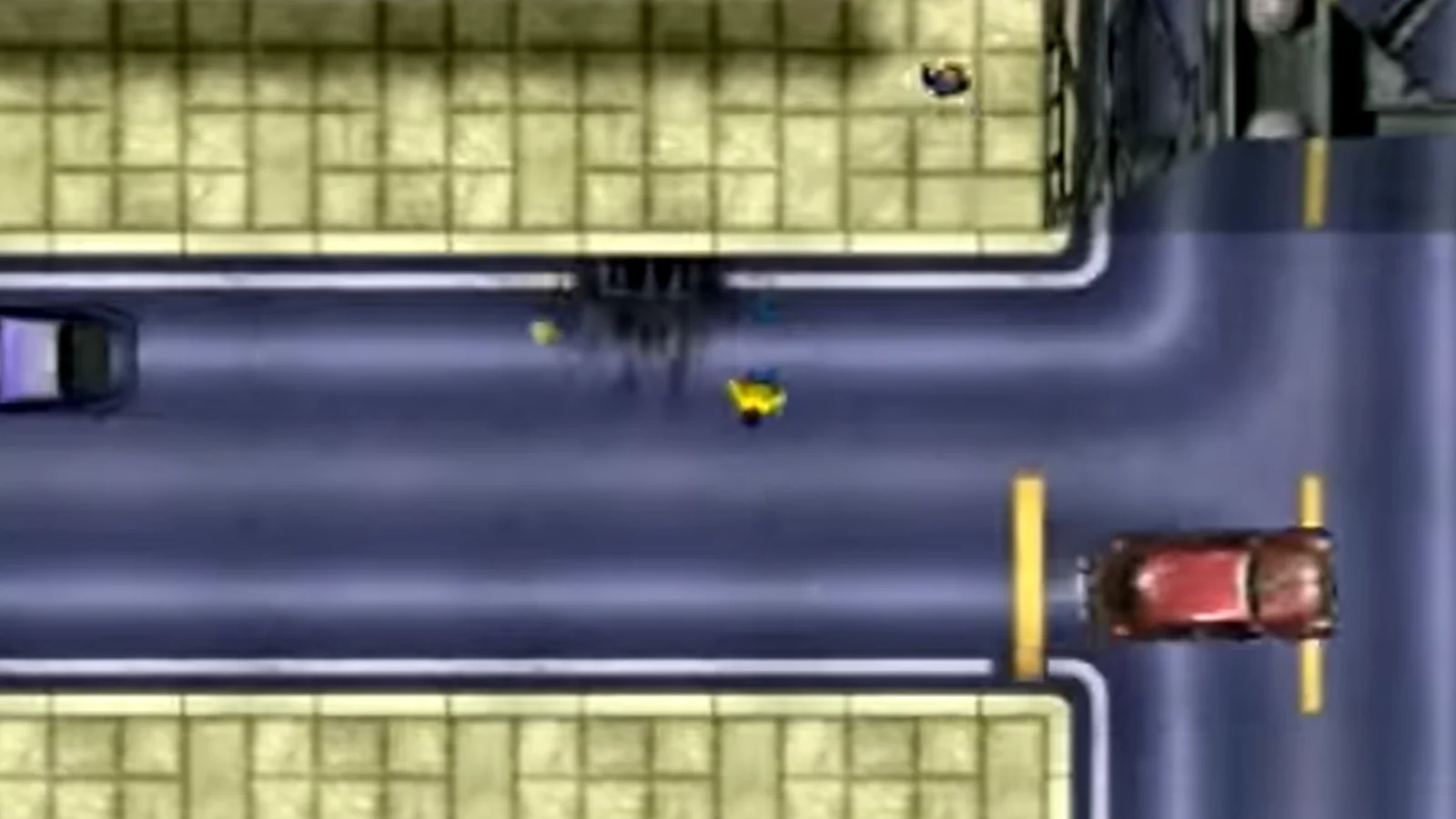 Gameplay - top view at the city street