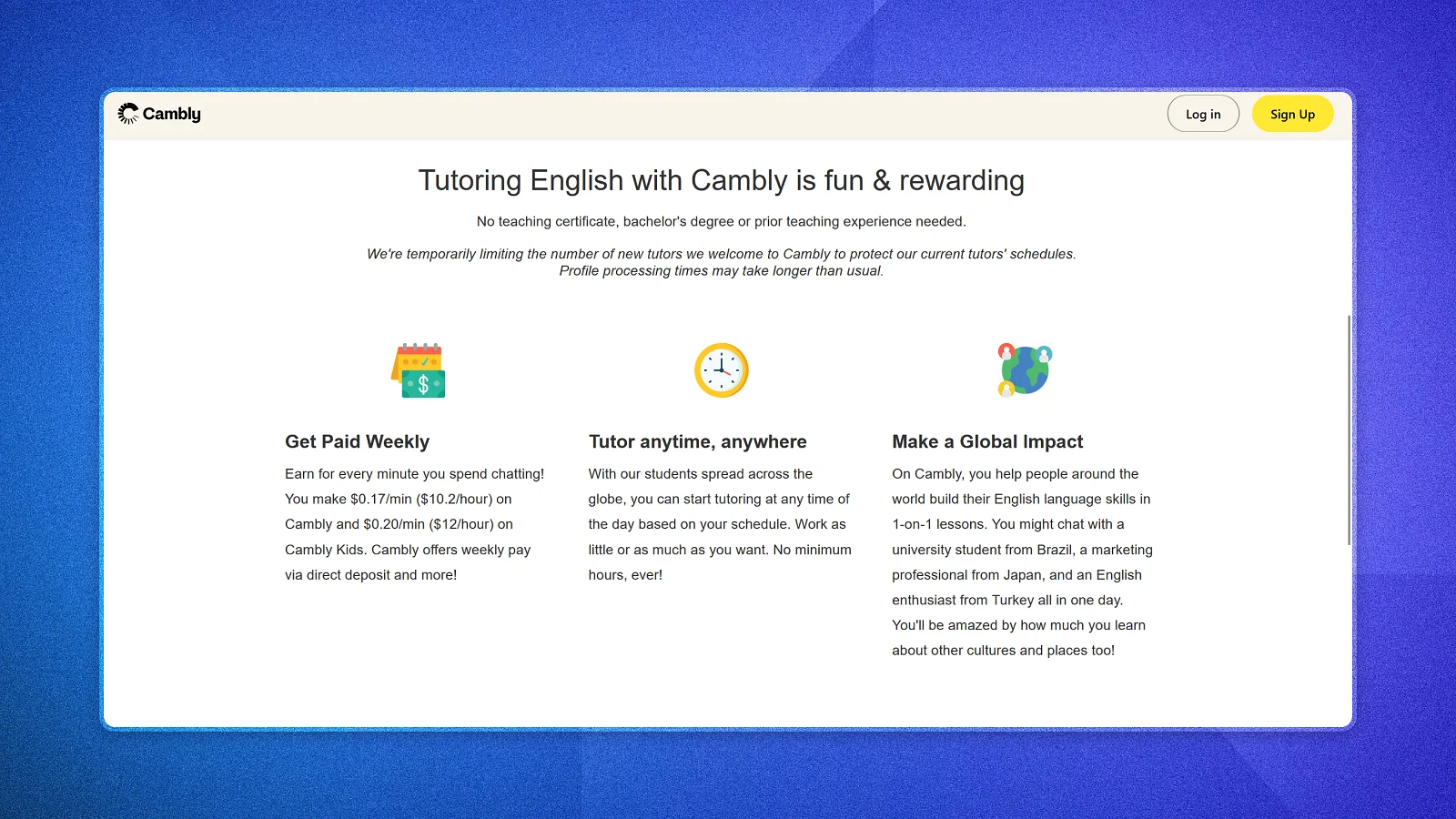 Cambly website page