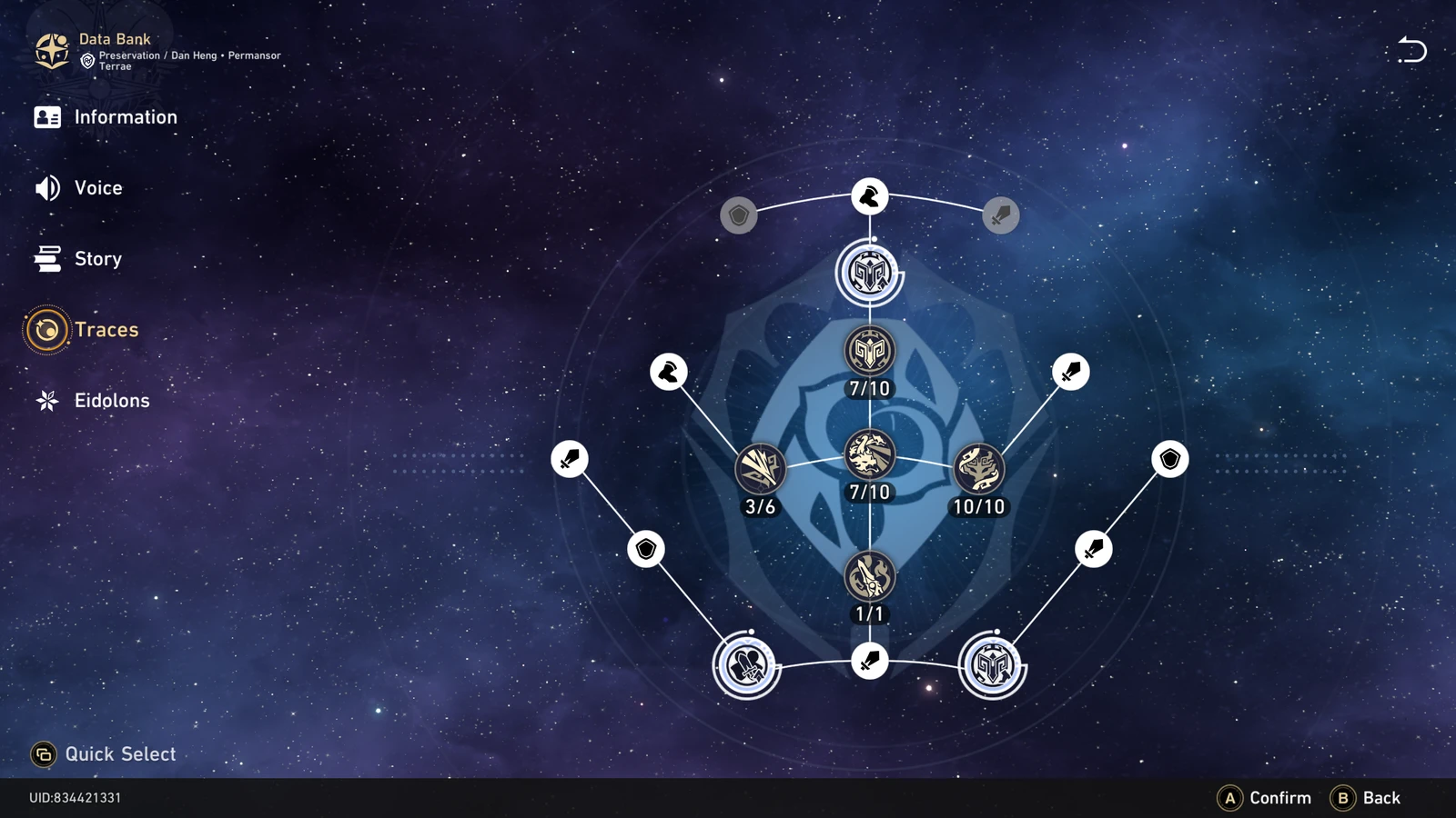 Dan Heng Permansor Terrae's Trace tree in Honkai Star Rail