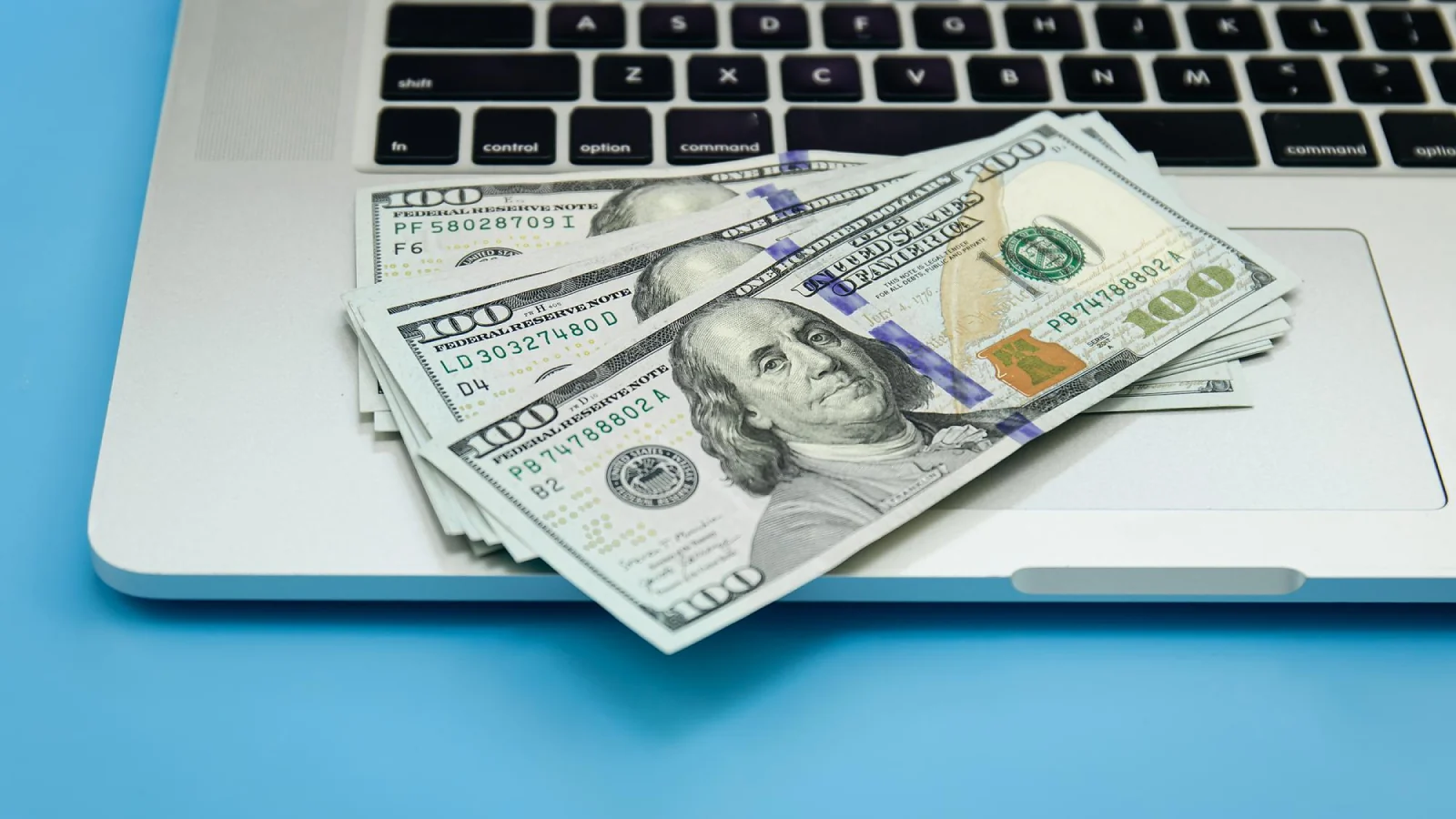 Money are on the laptop