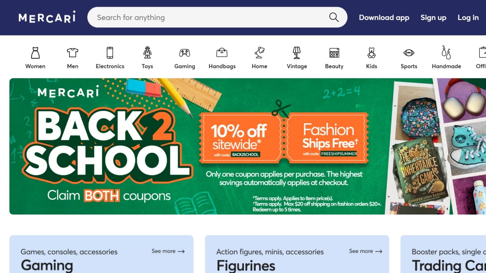 Mercari website view
