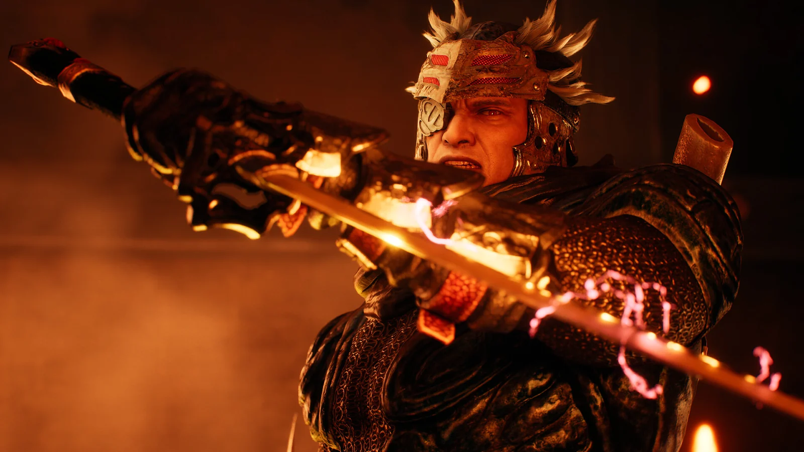 Warrior wielding a glowing sword during combat in Ninja Gaiden 2 Black.