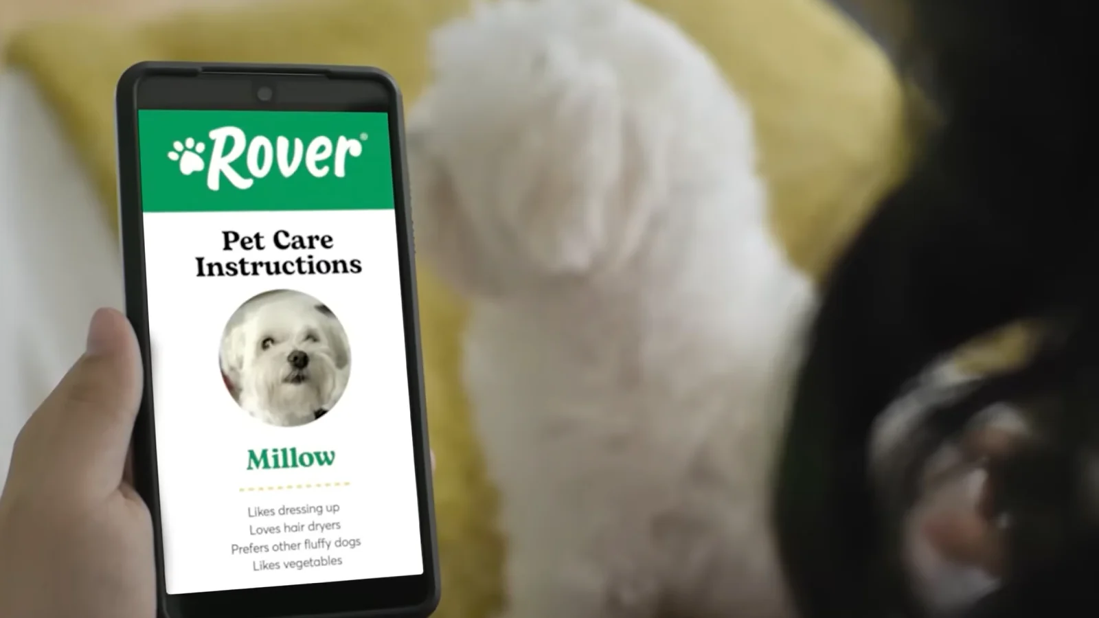 Pantalla de reserva de la aplicación Rover para un paseo con el perro de una hora de duración