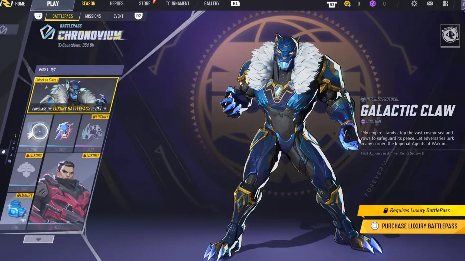 Season 0 Battle Pass rewards in Marvel Rivals
