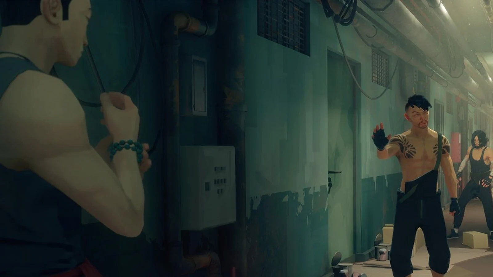 Martial artist facing enemies in a hallway during combat in Sifu.