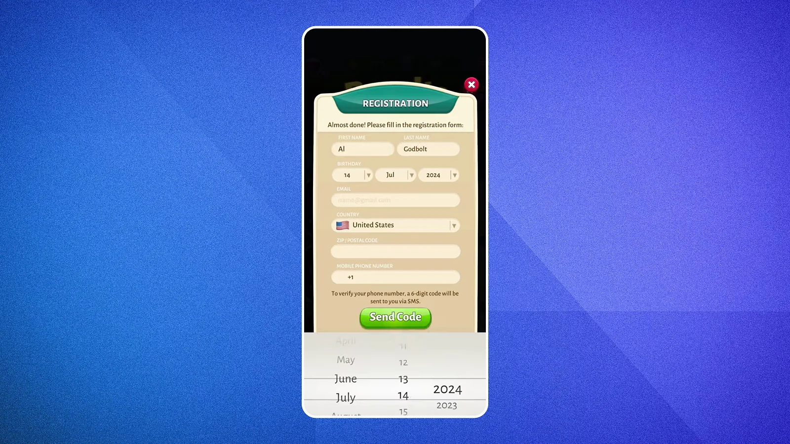 Solitaire Cash app registration screen showing email and social sign-in options