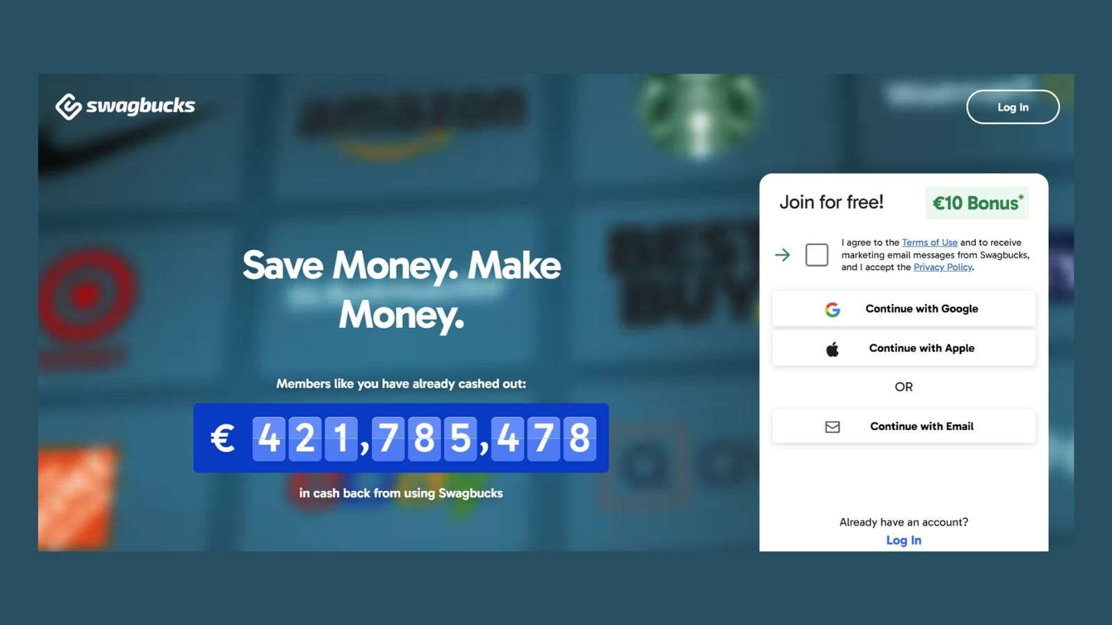 Swagbucks dashboard showing an SB points balance