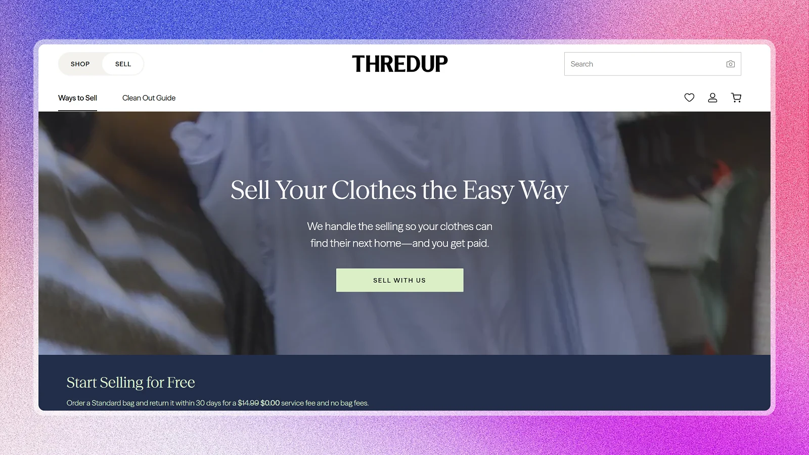 página web de Thredup